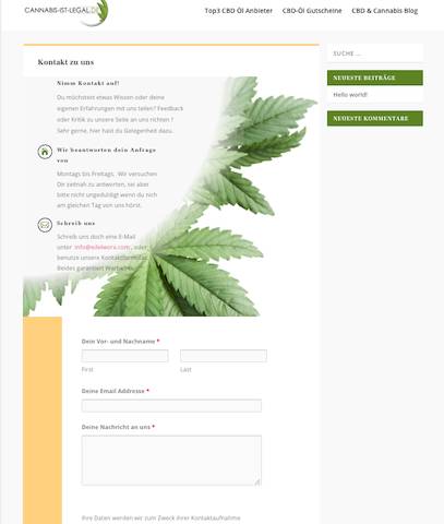 Kontakt-Seite auf cannabis-ist-legal.de