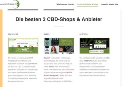 Die 3 besten CBD Shops auf Cannabis-ist-legal.de: CBDWelt, Weedo, Hemperia